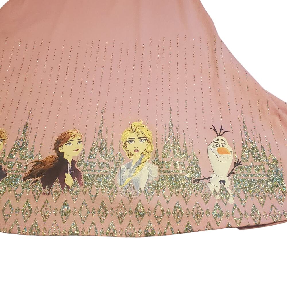 Disney Jumping Beans Limited Collection Size 7 Girls Frozen Pink Glitter Dress - Picture 3 of 8